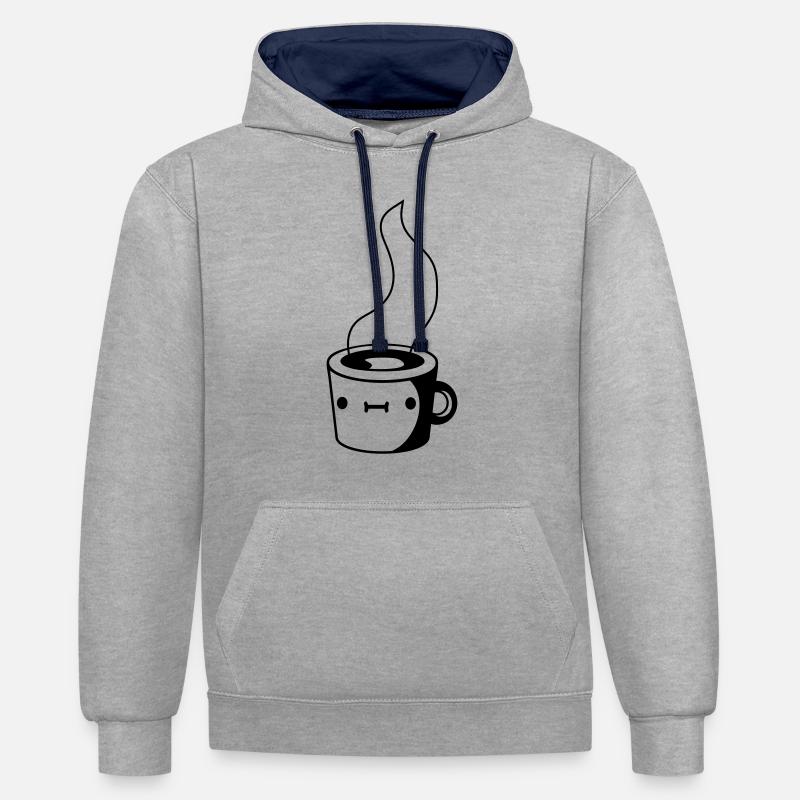 Tasse à café mignonne - Sweat à capuche contrasté - gris chiné/bleu marine