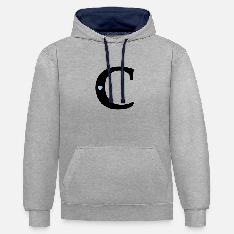 Point c) Point initial - Sweat à capuche contrasté - gris chiné/bleu marine