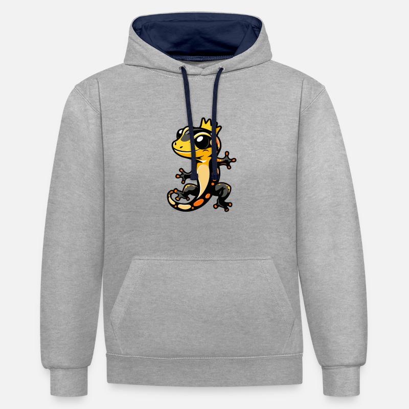 Lizard Comic Crown - Contrast hoodie - heather grey/navy