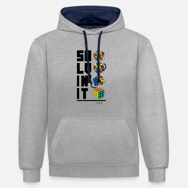 Rubik's Cube La Solution - Sweat à capuche contrasté - gris chiné/bleu marine
