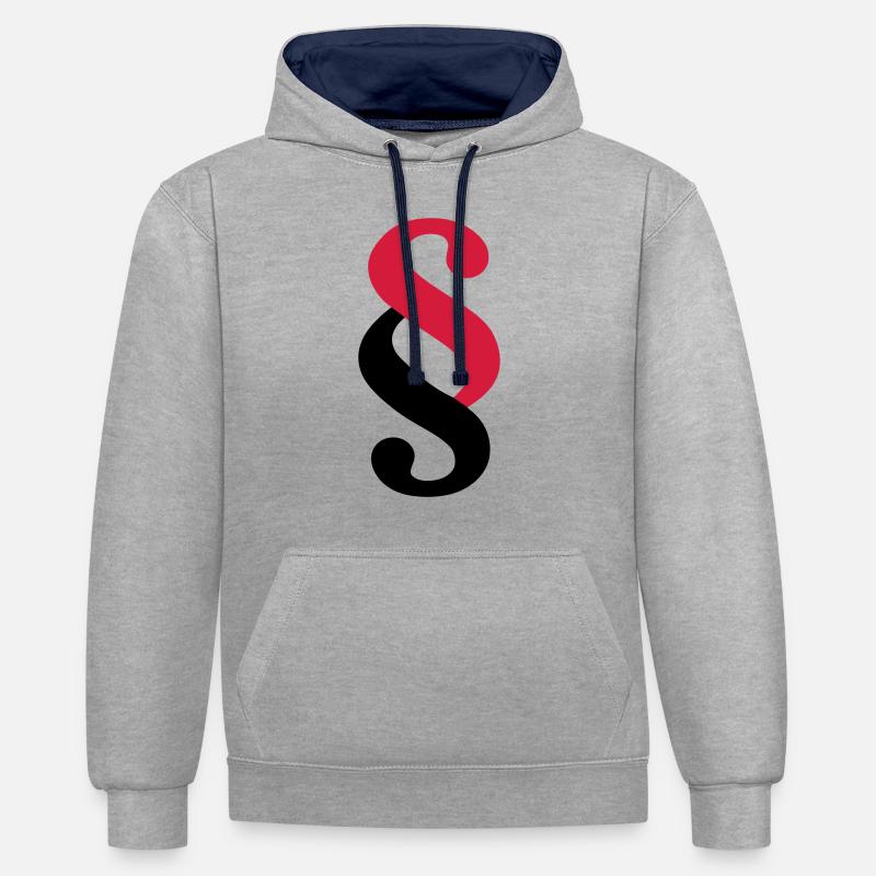 Article - Sweat à capuche contrasté - gris chiné/bleu marine