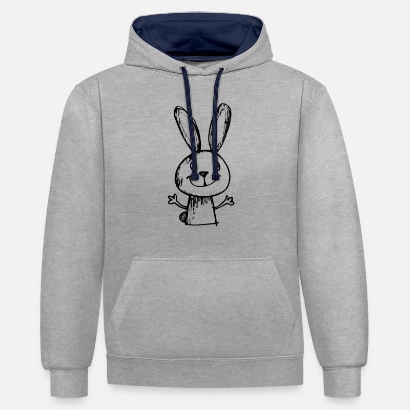 Lapin Lapin - Sweat à capuche contrasté - gris chiné/bleu marine