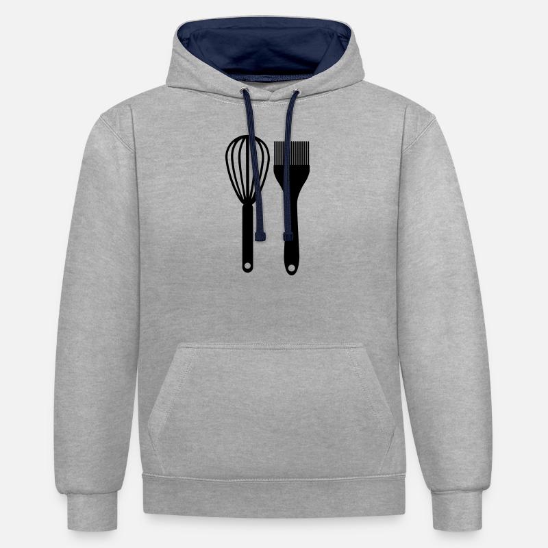cuire - Sweat à capuche contrasté - gris chiné/bleu marine