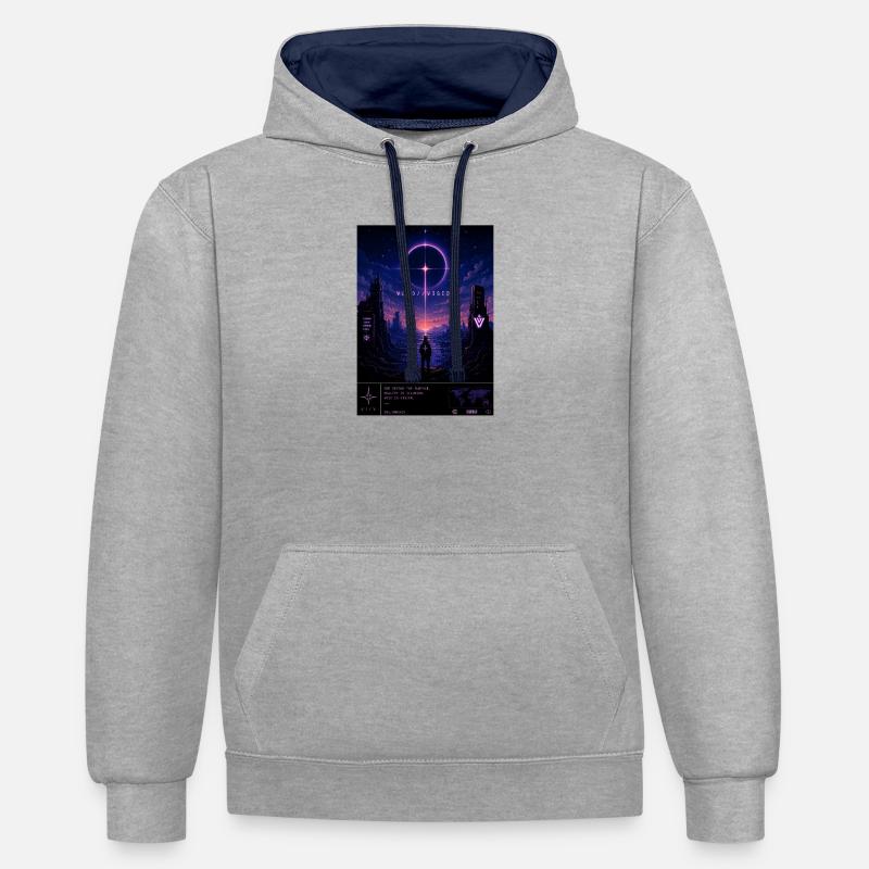 VOID//VISION – Pixel Void Dreams - Contrast hoodie - heather grey/navy