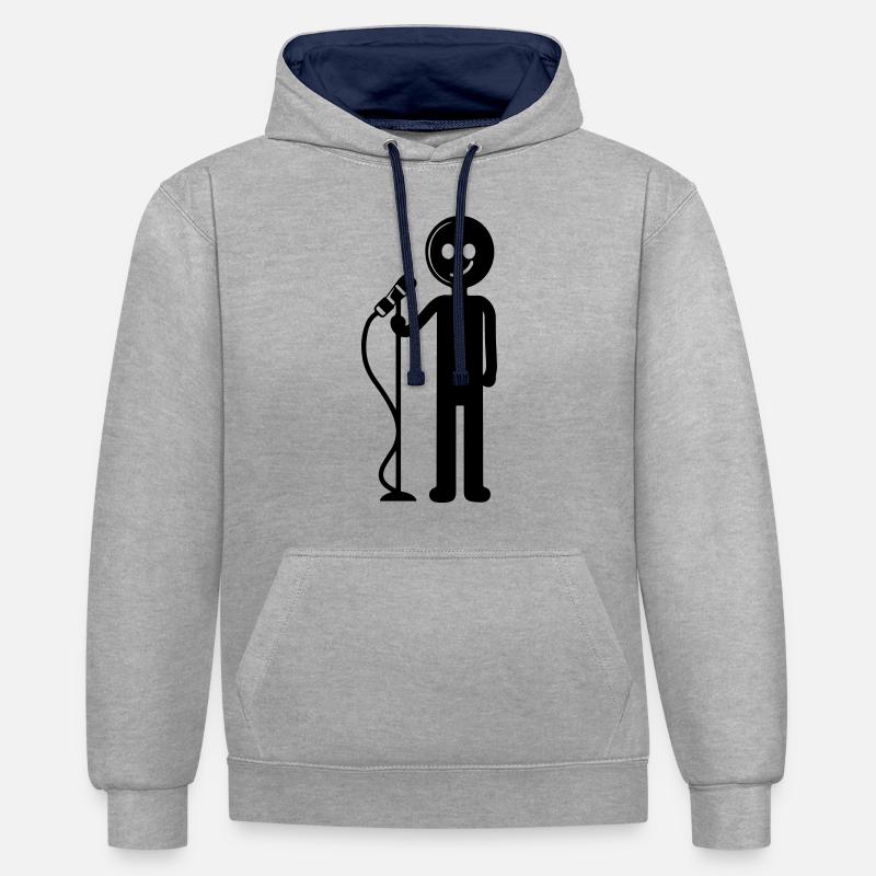 Artiste Chanteur avec microphone - Sweat à capuche contrasté - gris chiné/bleu marine