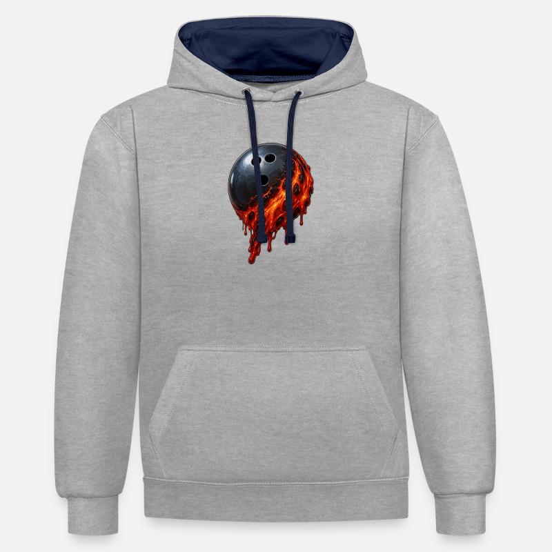 Boule de bowling en lave - Sweat à capuche contrasté - gris chiné/bleu marine