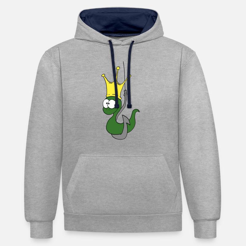 Le roi de la pêche - Sweat à capuche contrasté - gris chiné/bleu marine