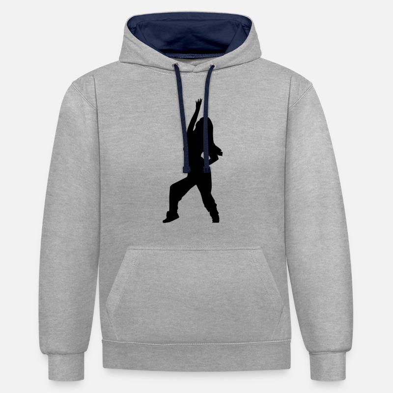 danse - Sweat à capuche contrasté - gris chiné/bleu marine