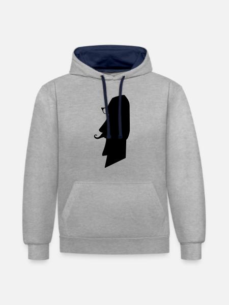 moai_hipster_02 - Contrast hoodie - heather grey/navy