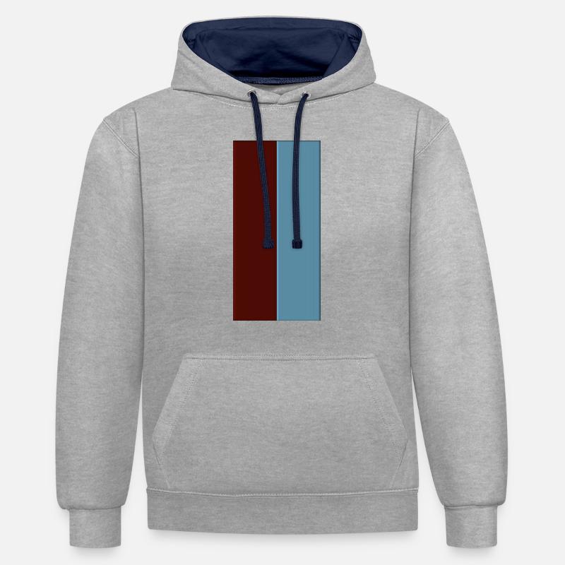 Couleurs Rouge Bleu - Sweat à capuche contrasté - gris chiné/bleu marine