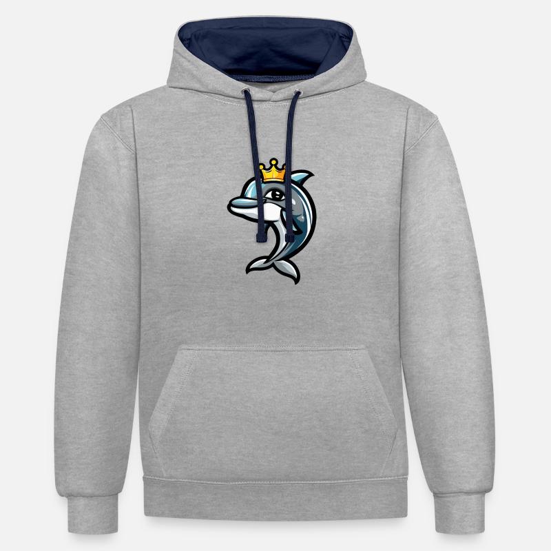 Dolphin Comic Crown - Contrast hoodie - heather grey/navy