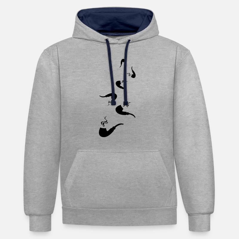 Fumer une pipe - Sweat à capuche contrasté - gris chiné/bleu marine
