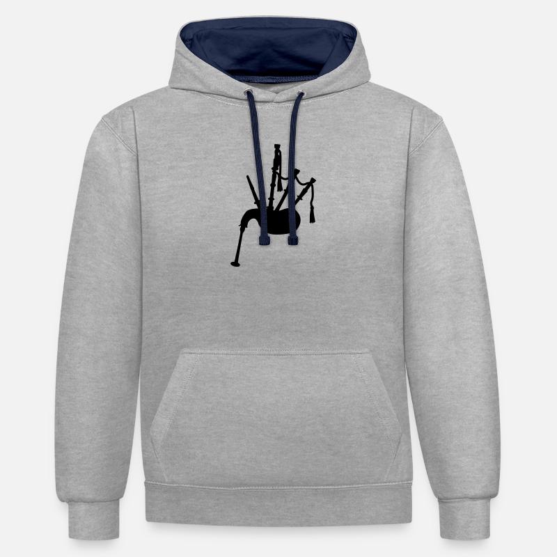 Cornemuse - Sweat à capuche contrasté - gris chiné/bleu marine