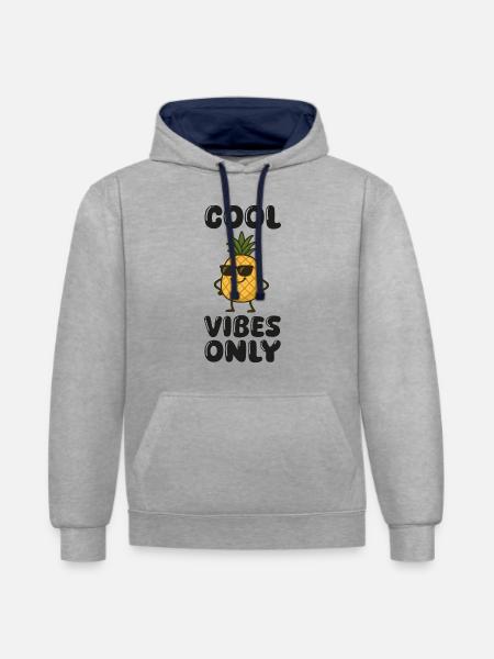 ananas comic - Kontrast-Hoodie - Grau meliert/Navy