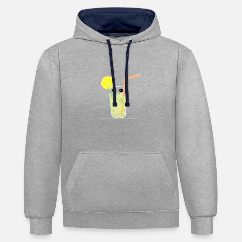 Bubble Tea - Sweat à capuche contrasté - gris chiné/bleu marine