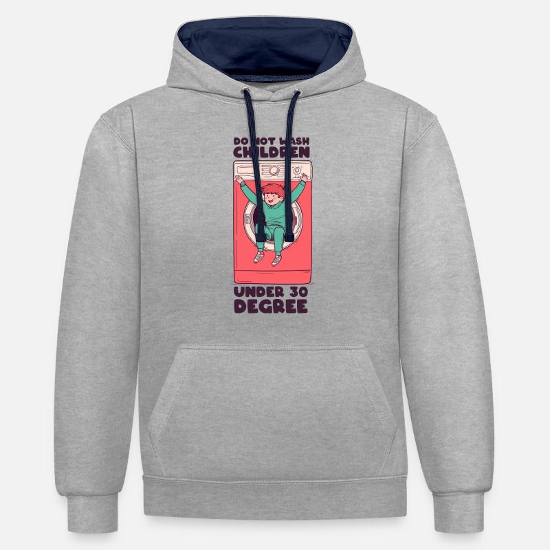 Ne pas laver - Sweat à capuche contrasté - gris chiné/bleu marine