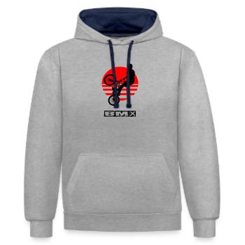 Das BMX - Kontrast-Hoodie - Grau meliert/Navy - Vorne - Liana (172cm) & Jaron (178cm)