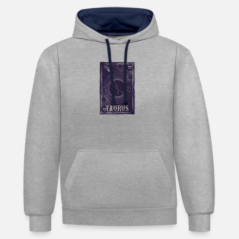 Taurus Sternbild Orbit Design - Kontrast-Hoodie - Grau meliert/Navy