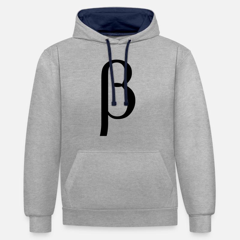 Beta - Sweat à capuche contrasté - gris chiné/bleu marine