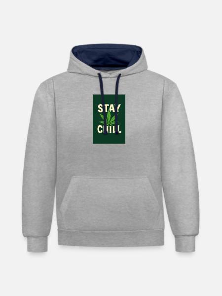 Stay Chill Cannabis Leaf - Contrast hoodie - heather grey/navy