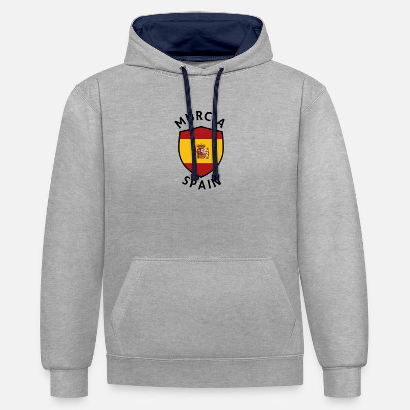 Bouclier de Murcie sous drapeau espagnol - Sweat à capuche contrasté - gris chiné/bleu marine