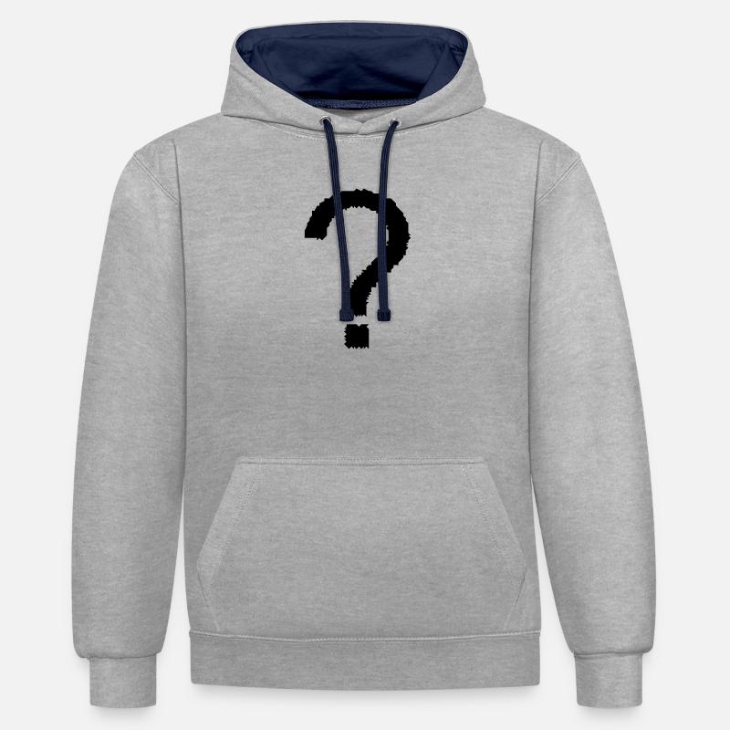 point d'interrogation - Sweat à capuche contrasté - gris chiné/bleu marine