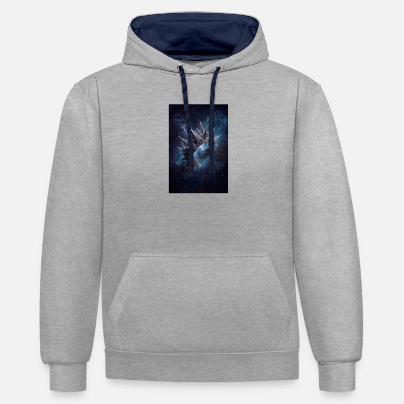 Couronne de nébuleuse épineuse - Sweat à capuche contrasté - gris chiné/bleu marine