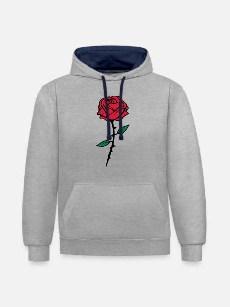rose dornen - Kontrast-Hoodie - Grau meliert/Navy