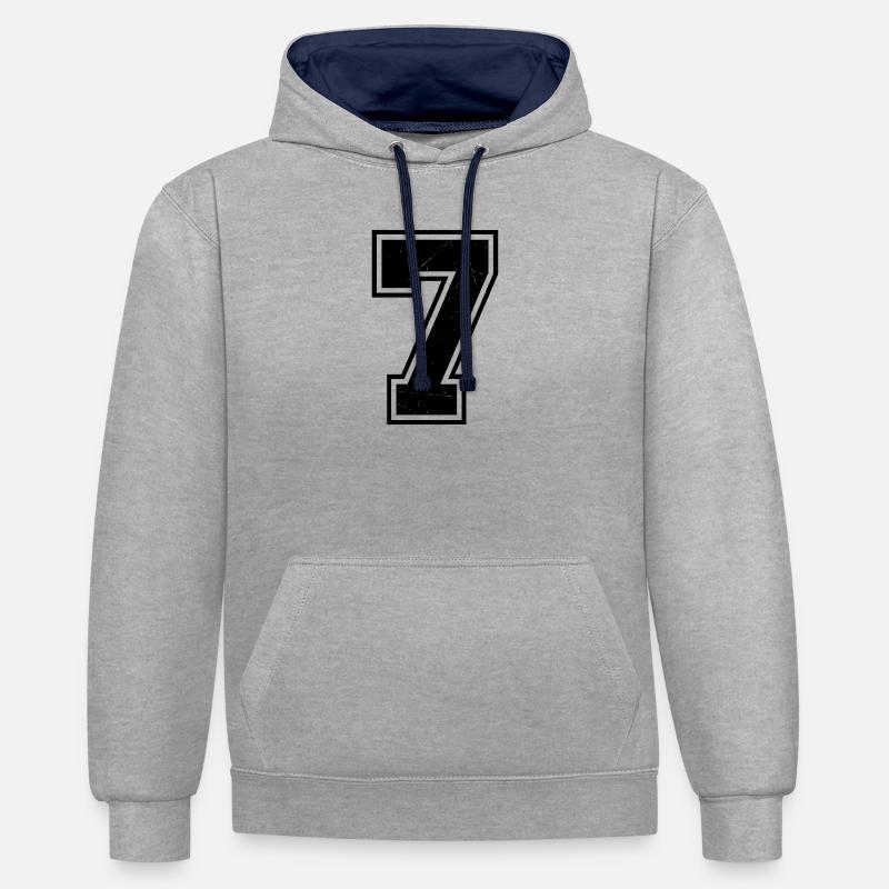 Chiffre Grunge Seven avec texture rayée - Sweat à capuche contrasté - gris chiné/bleu marine