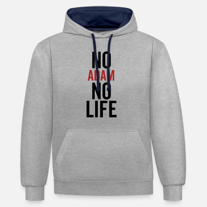 Pas d’Adam pas de vie - Sweat à capuche contrasté - gris chiné/bleu marine