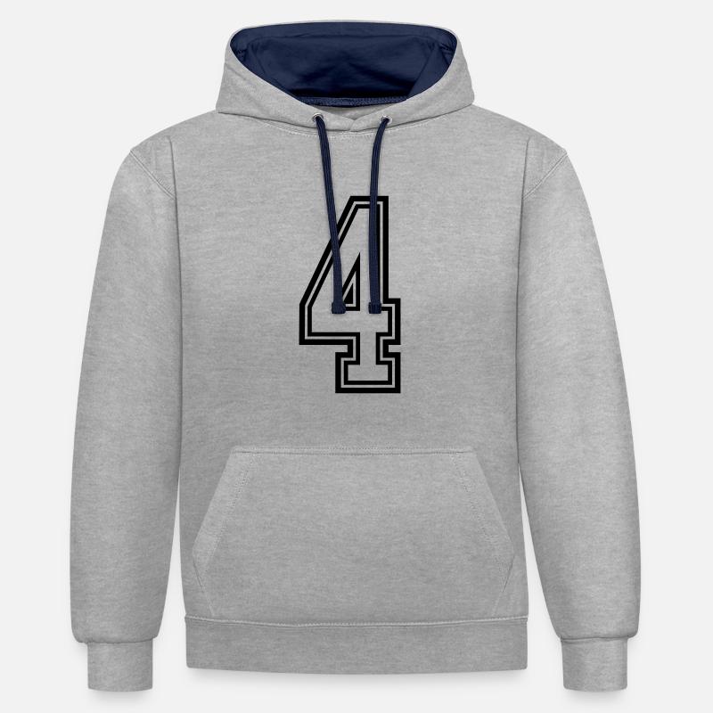 Symbole à 4 chiffres - Sweat à capuche contrasté - gris chiné/bleu marine