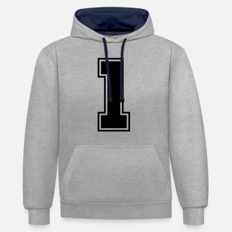 1__f1 - Sweat à capuche contrasté - gris chiné/bleu marine