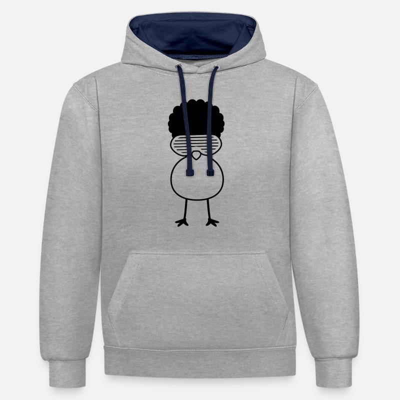 Funky Chick - Sweat à capuche contrasté - gris chiné/bleu marine