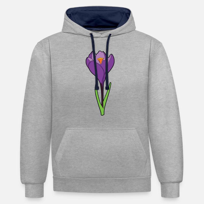 Crocus Crocus - Sweat à capuche contrasté - gris chiné/bleu marine