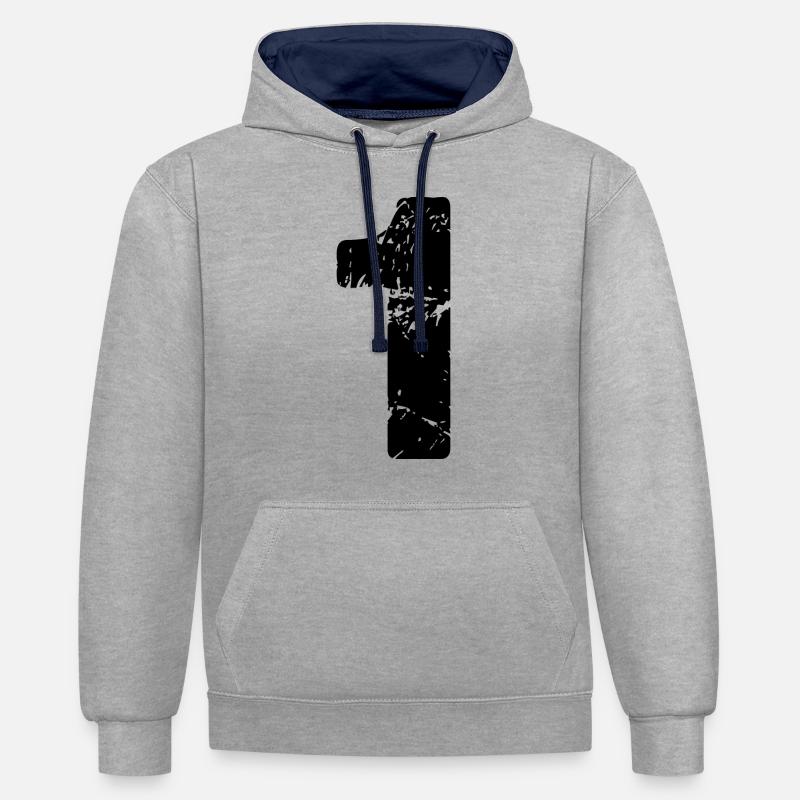 Maillot à 1 numéro - Sweat à capuche contrasté - gris chiné/bleu marine