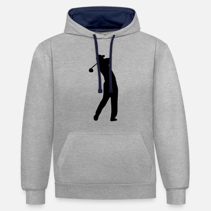 golf - Sweat à capuche contrasté - gris chiné/bleu marine
