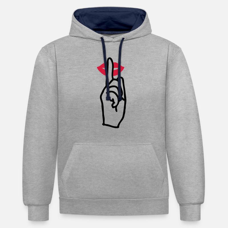 Bouche chut - Sweat à capuche contrasté - gris chiné/bleu marine