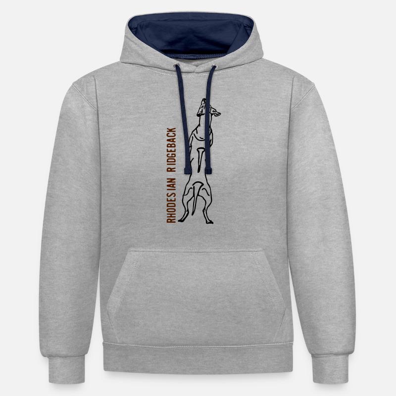 Rhodesian Ridgeback back - Sweat à capuche contrasté - gris chiné/bleu marine