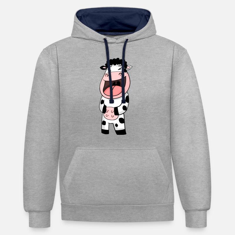 Rires de vache - Sweat à capuche contrasté - gris chiné/bleu marine