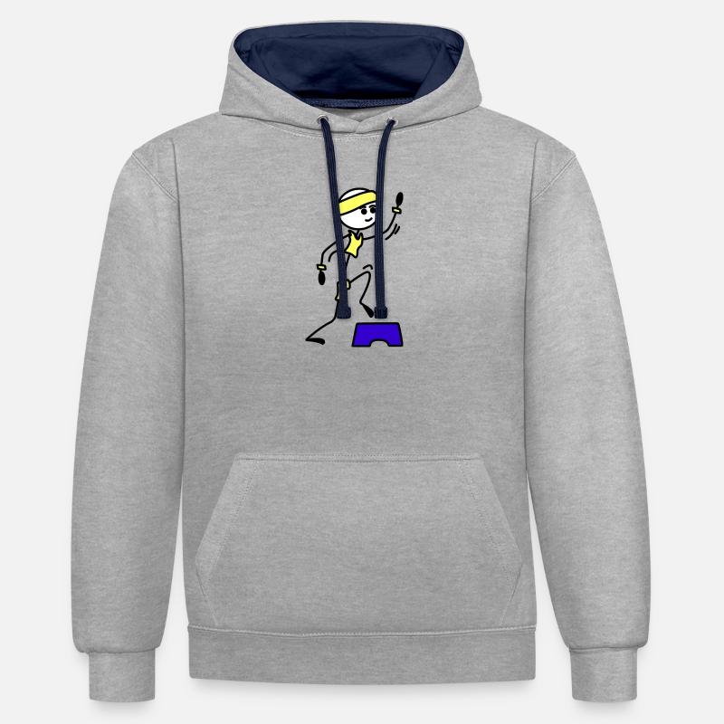 Schritte oder Aerobic Mädchen Trainingsübung - Kontrast-Hoodie - Grau meliert/Navy