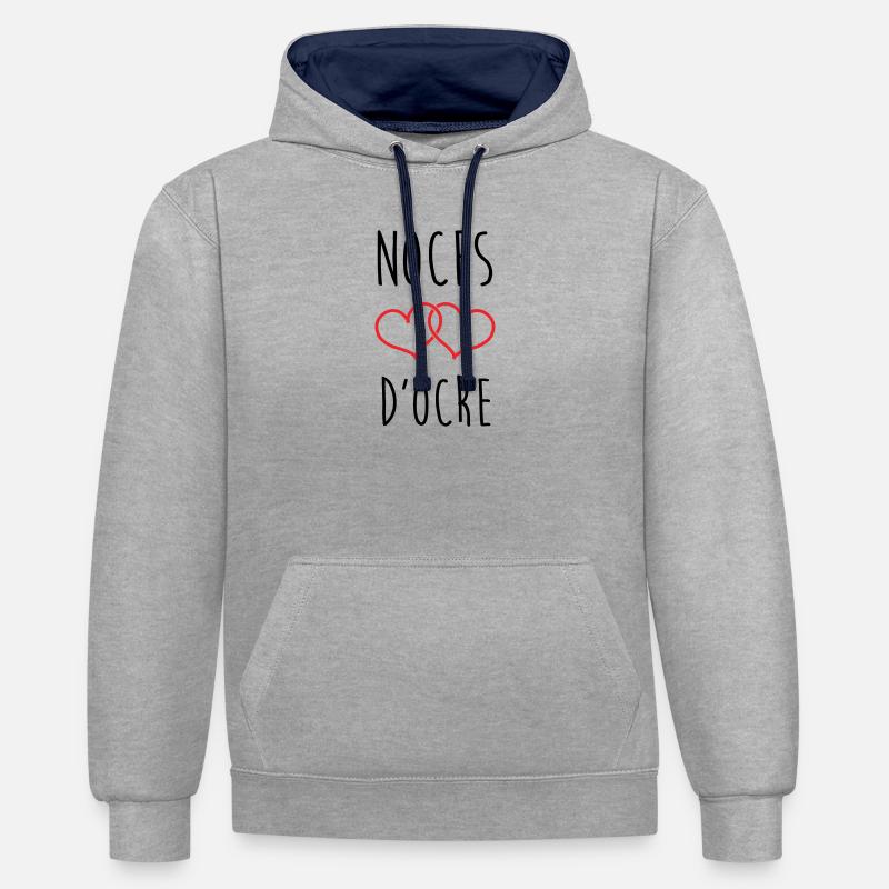 Noces d'Ocre 71 ans de mariage - Sweat à capuche contrasté - gris chiné/bleu marine