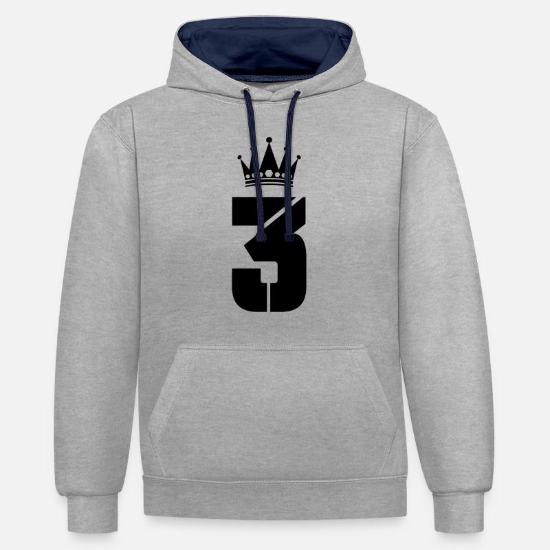 3 couronnes - Sweat à capuche contrasté - gris chiné/bleu marine