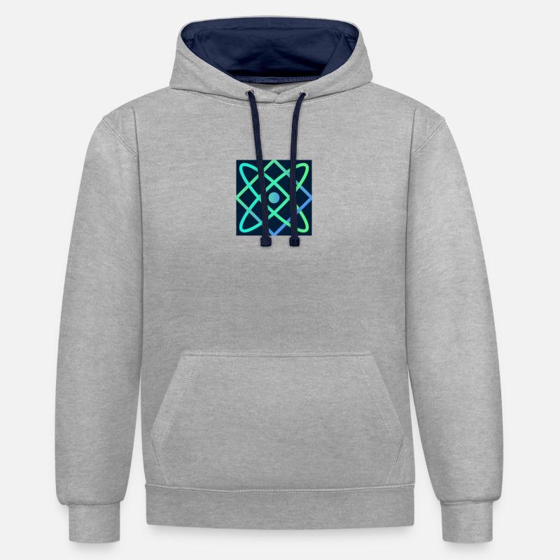 ATOME ACTIVE FLASH VERT - Sweat à capuche contrasté - gris chiné/bleu marine