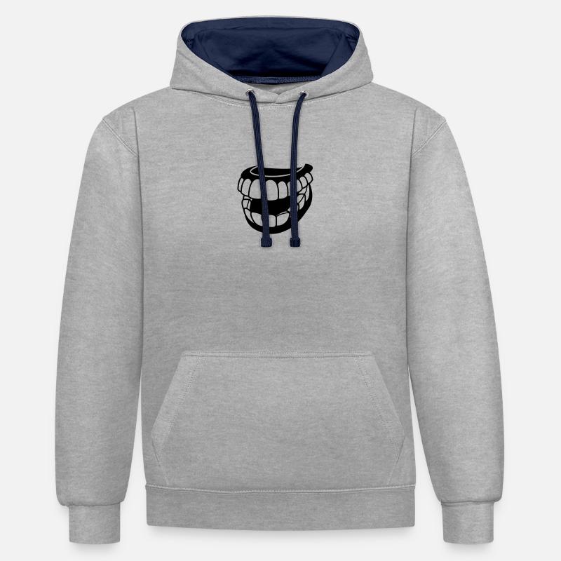 Teeth (1c)++ - Sweat à capuche contrasté - gris chiné/bleu marine