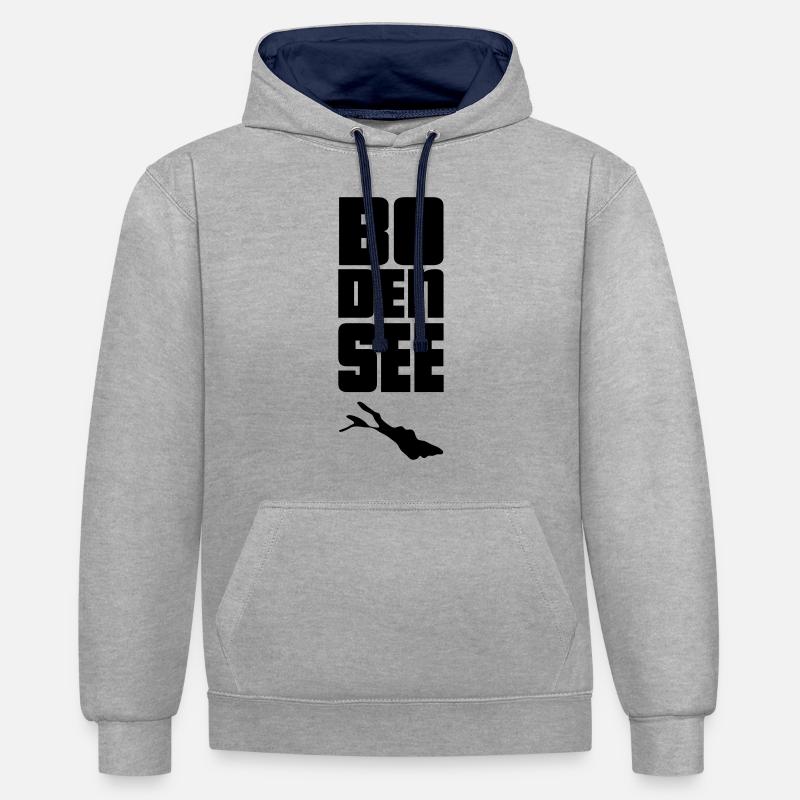 Lac de Constance - Sweat à capuche contrasté - gris chiné/bleu marine