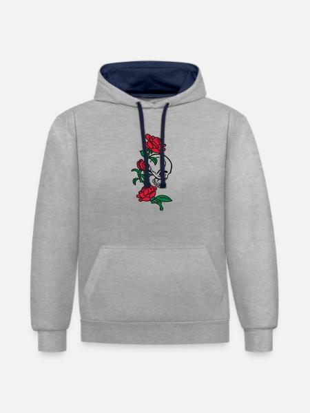 skull and roses es123 - Contrast hoodie - heather grey/navy