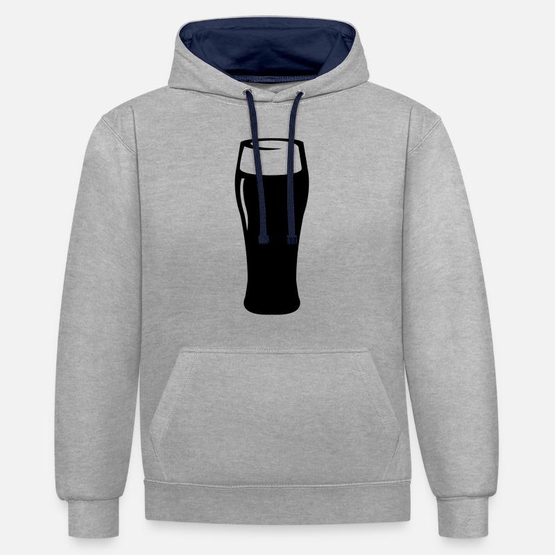 bier_glas_01 - Kontrast-Hoodie - Grau meliert/Navy