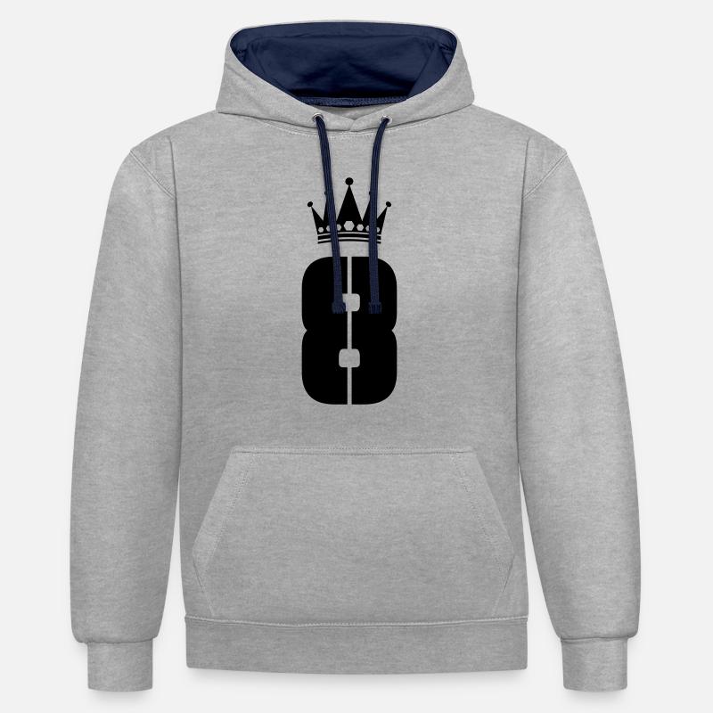 8 Couronne - Sweat à capuche contrasté - gris chiné/bleu marine