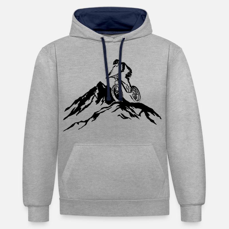 VTT - Sweat à capuche contrasté - gris chiné/bleu marine