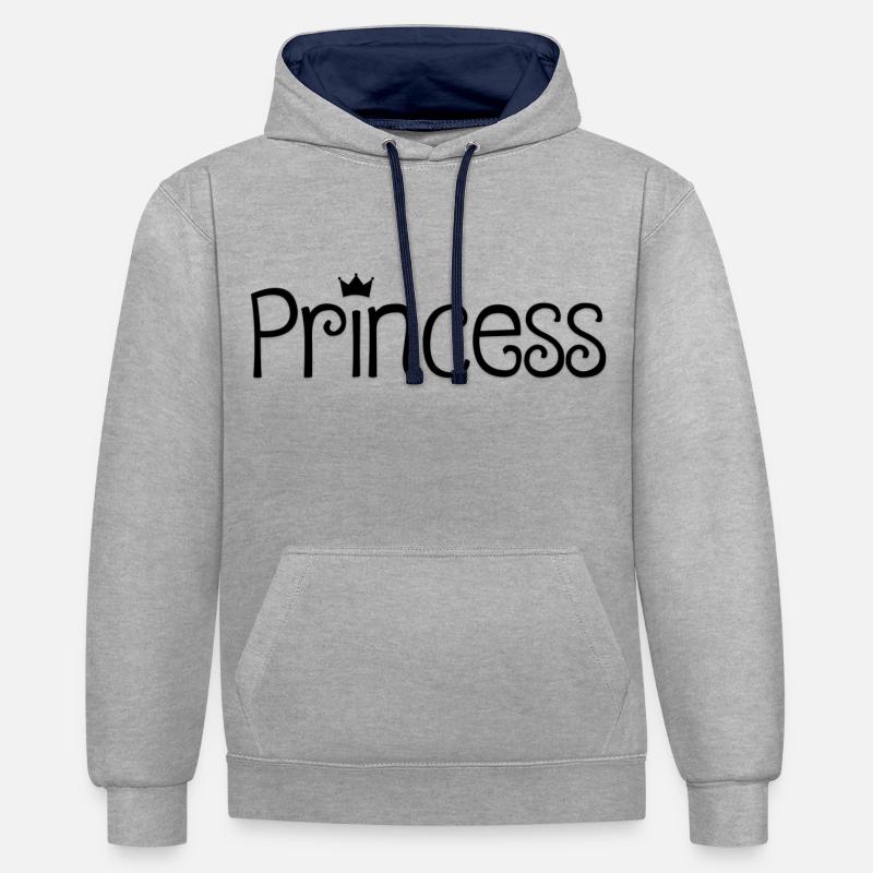 Princesse lettrage (princesse) - Sweat à capuche contrasté - gris chiné/bleu marine